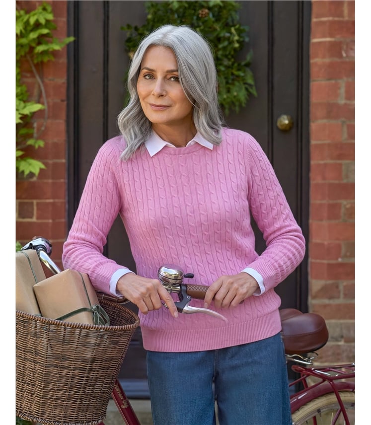 Cashmere Merino Cable Crew Neck Jumper