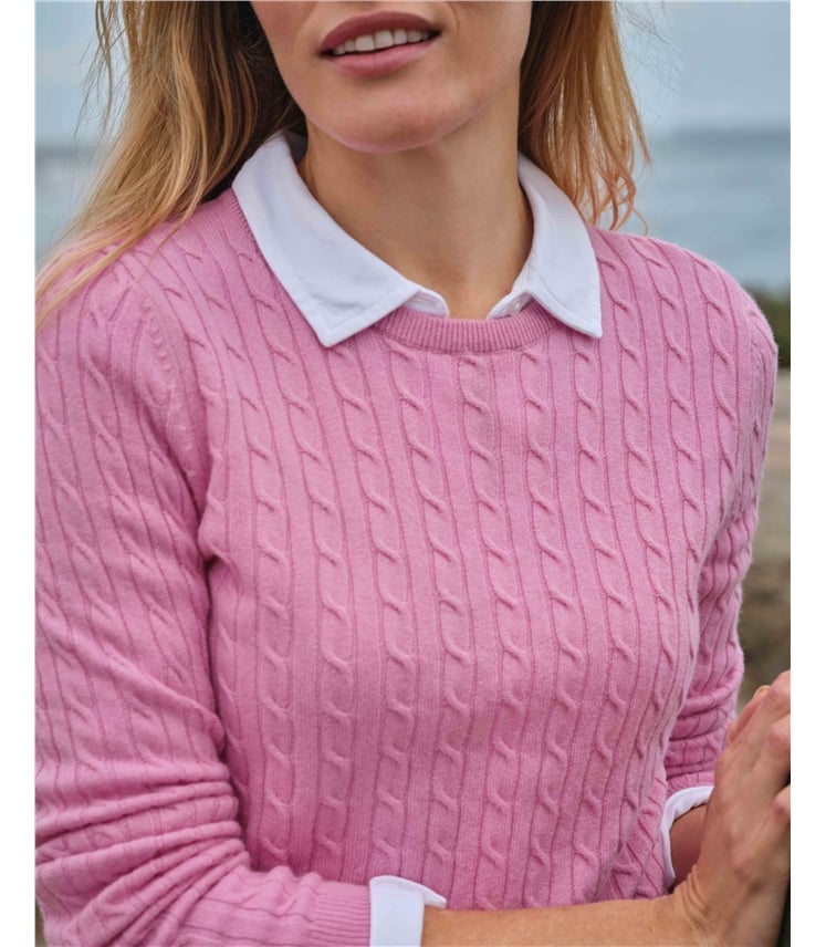 Cashmere Merino Cable Crew Neck Jumper