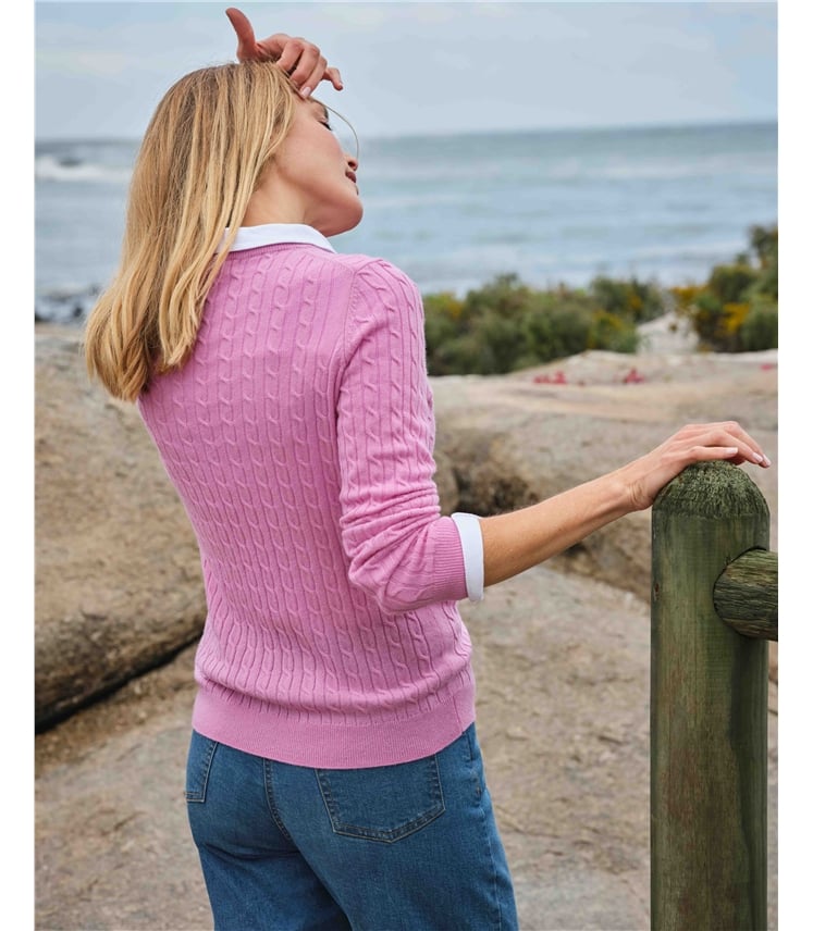 Cashmere Merino Cable Crew Neck Jumper