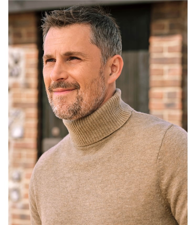 Cashmere and Merino Polo Neck Jumper