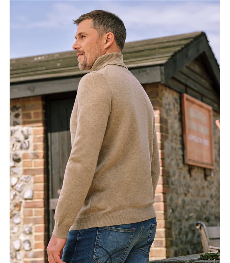 Cashmere and Merino Polo Neck Jumper