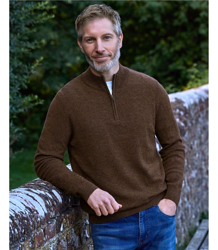 Cashmere and Merino Zip Neck Jumper