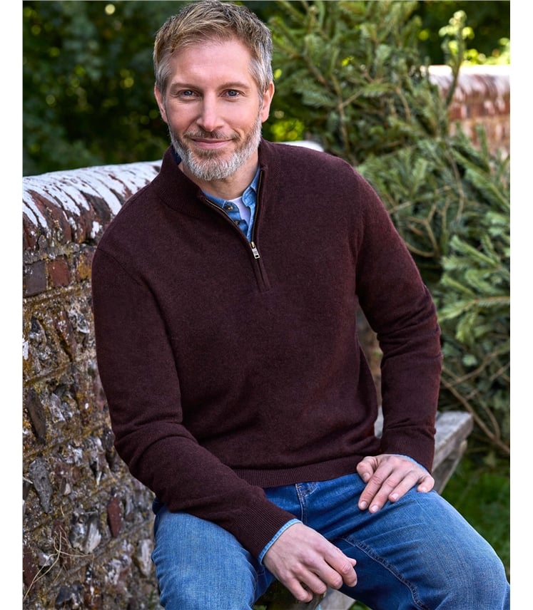 Cashmere and Merino Zip Neck Jumper