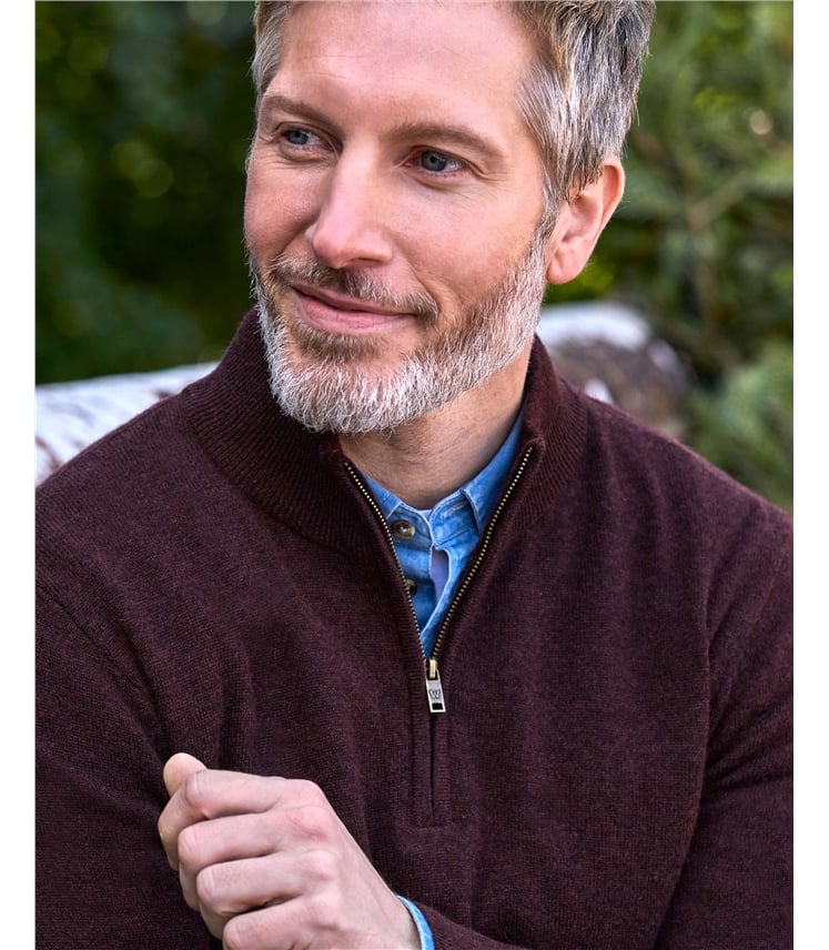 Cashmere and Merino Zip Neck Jumper