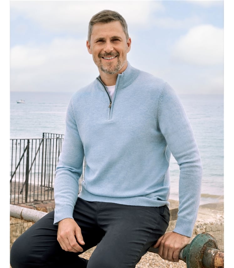 Cashmere and Merino Zip Neck Jumper