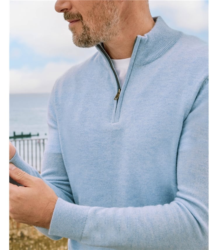 Cashmere and Merino Zip Neck Jumper