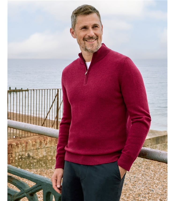 Cashmere and Merino Zip Neck Jumper