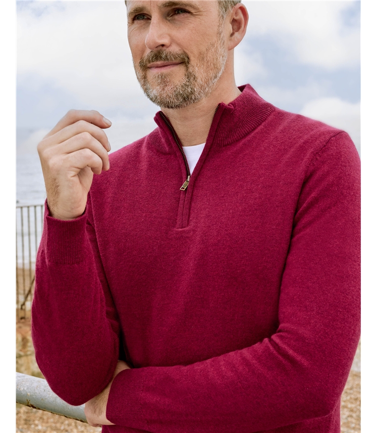 Cashmere and Merino Zip Neck Jumper