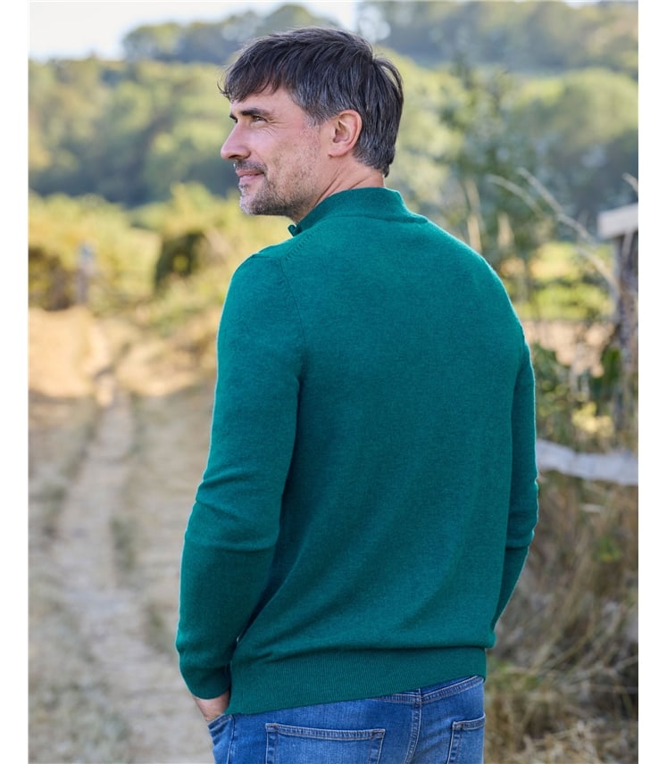 Pullover mit kurzem Reißverschluss aus Merinowolle und Kaschmir für Herren