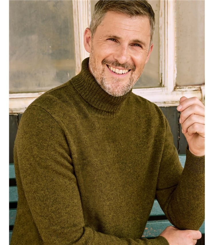 Mens Lambswool Polo Neck Jumper