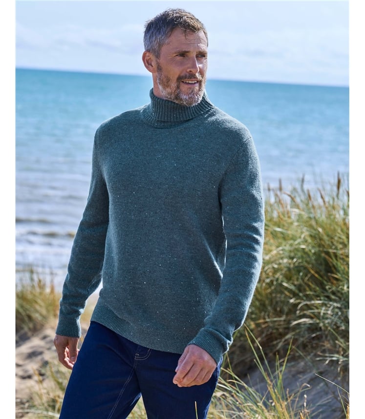 Mens Lambswool Polo Neck Jumper