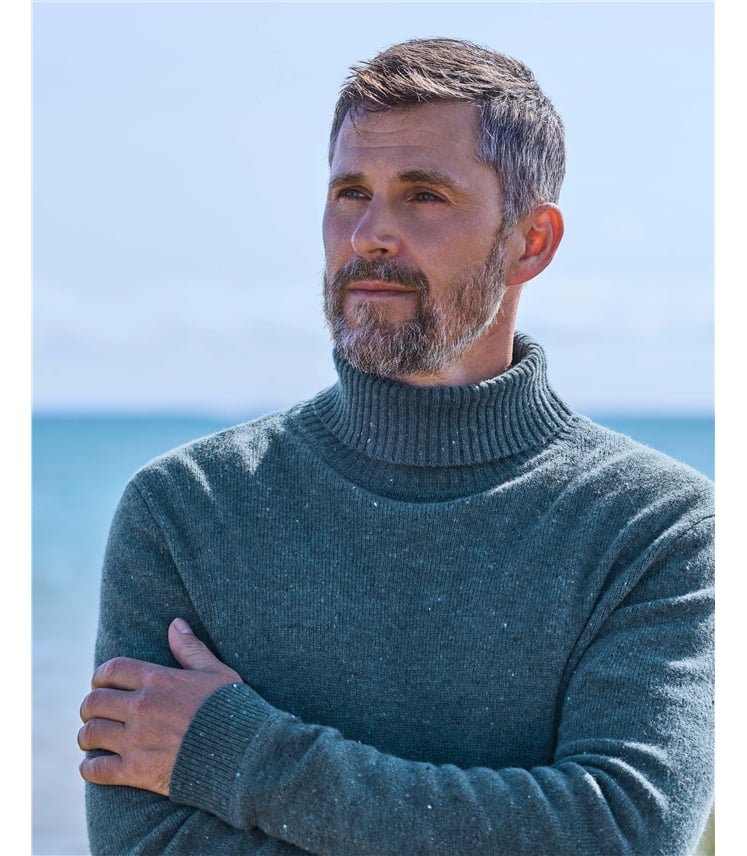 Mens Lambswool Polo Neck Jumper