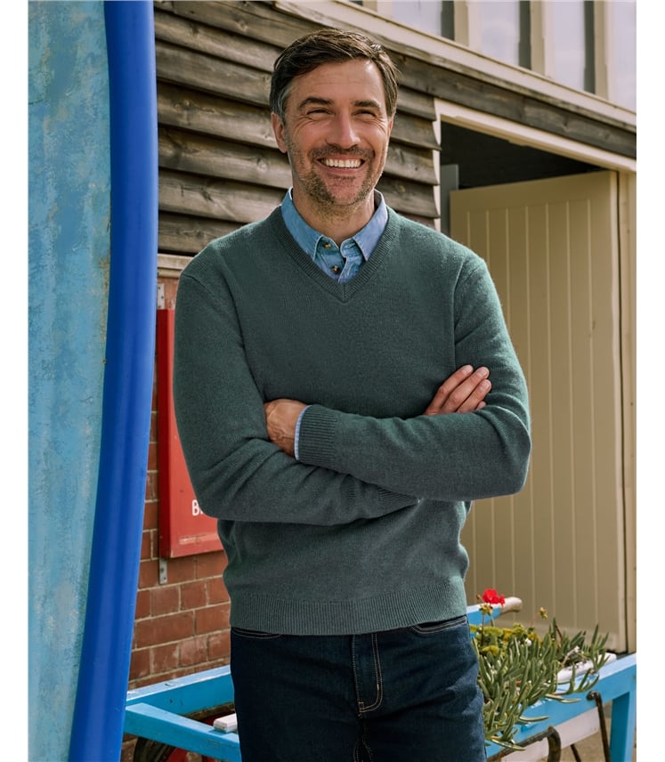 Mens Lambswool V Neck Jumper