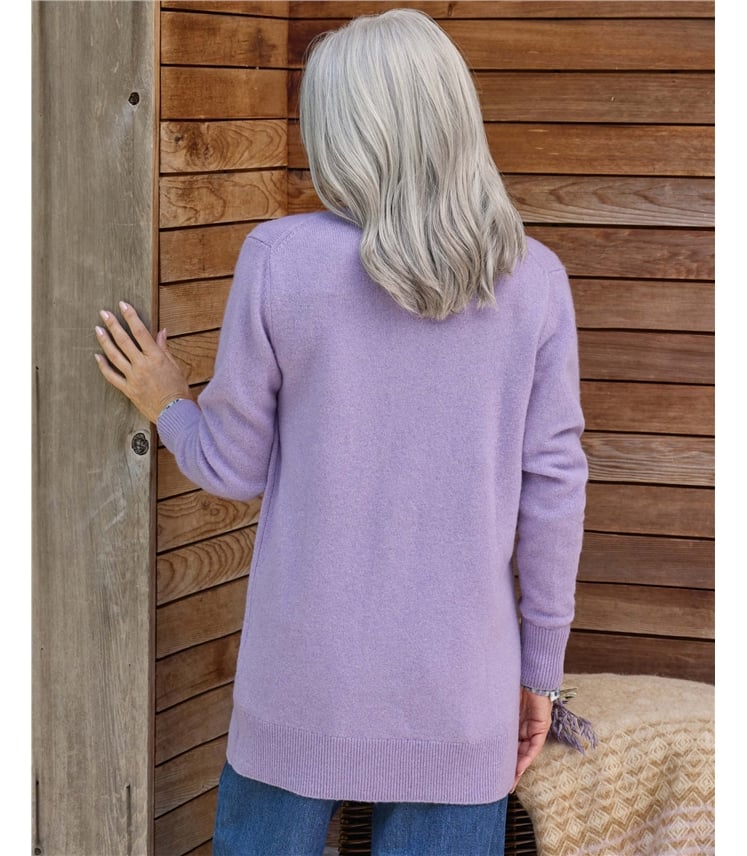 Lambswool Ladies Crew Neck Cardigan