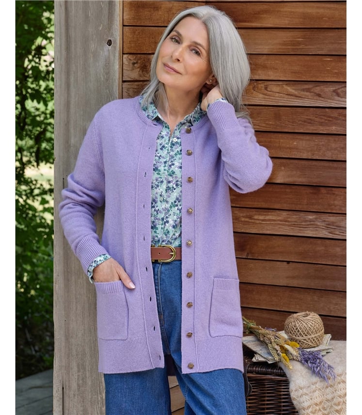 Lambswool Ladies Crew Neck Cardigan