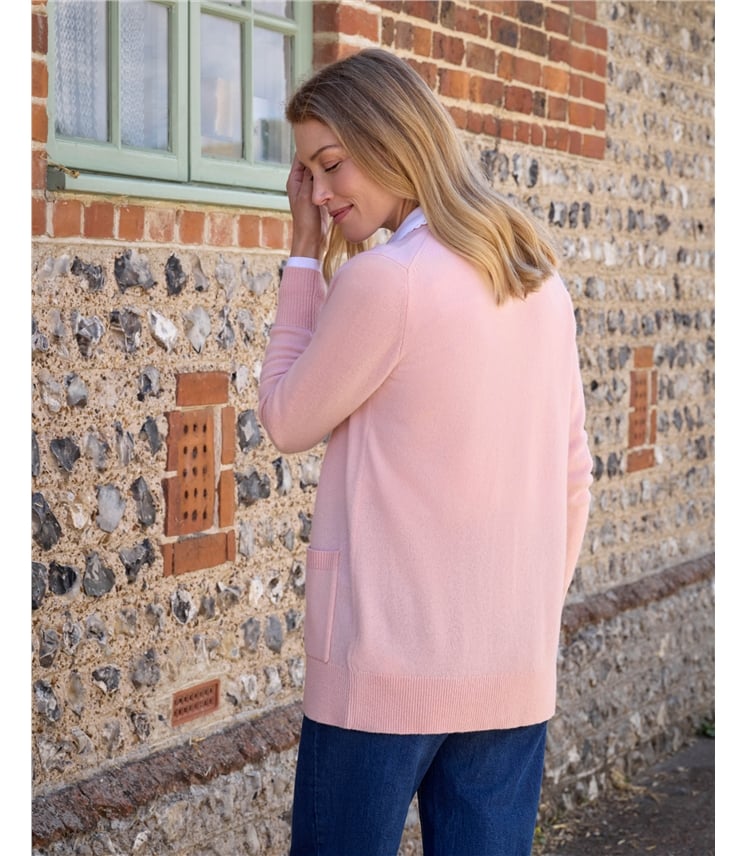 Lambswool Ladies Crew Neck Cardigan