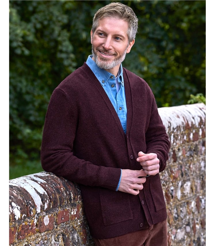 Mens Lambswool V Neck Cardigan