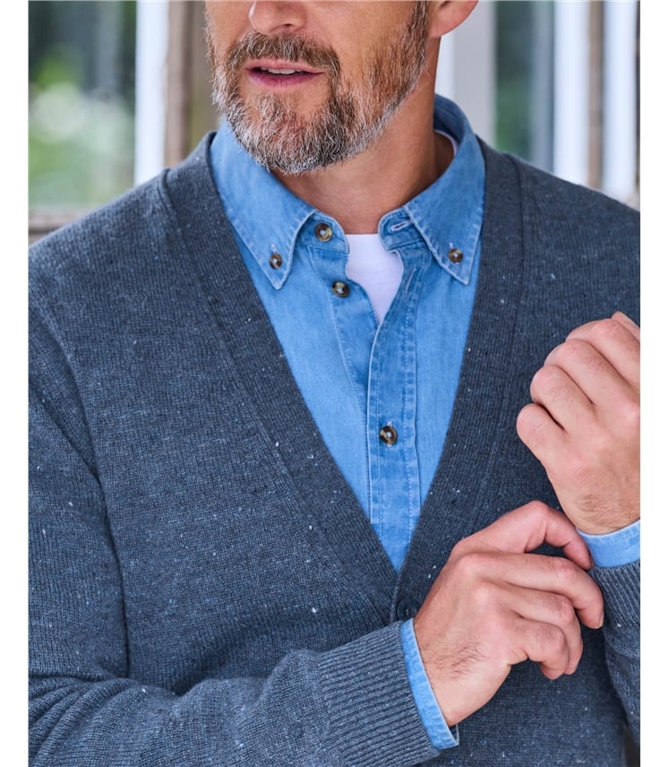 Mens Lambswool V Neck Cardigan