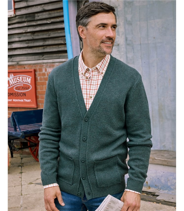 Mens Lambswool V Neck Cardigan
