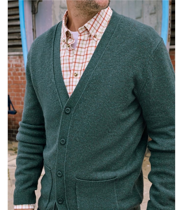 Mens Lambswool V Neck Cardigan