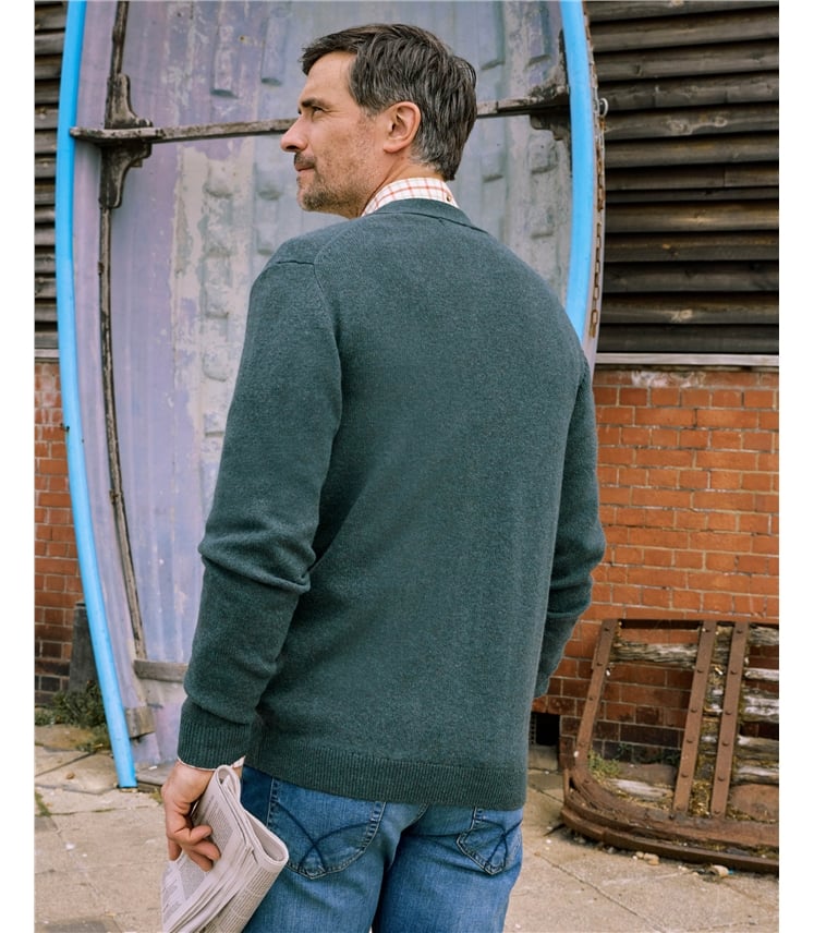 Mens Lambswool V Neck Cardigan