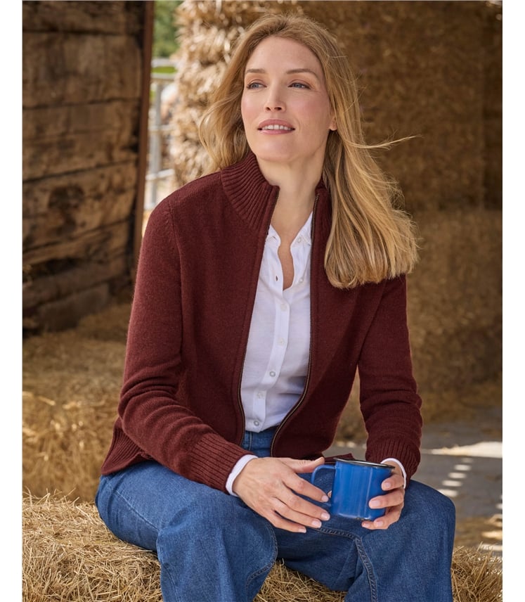 Lambswool Zip Thru Cardigan