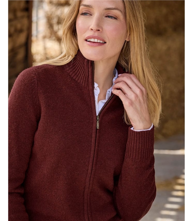 Lambswool Zip Thru Cardigan