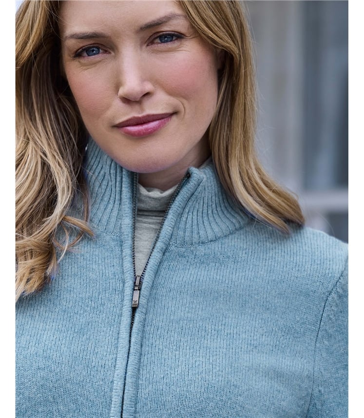 Cardigan ajusté à fermeture éclair - Femme - Laine d’agneau certifiée 100% RWS