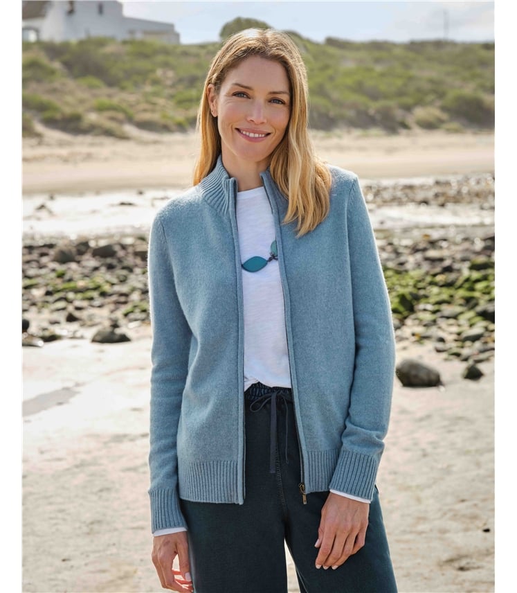 Lambswool Zip Thru Cardigan