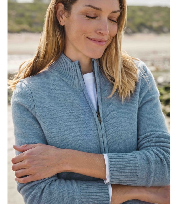 Lambswool Zip Thru Cardigan