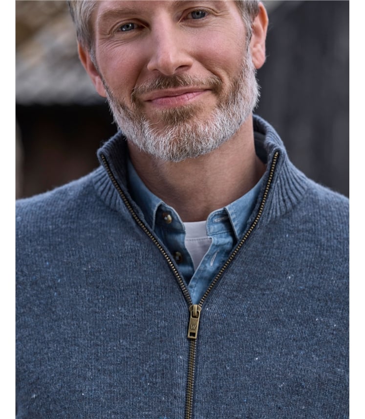 Mens Lambswool Lincoln Zipper Cardigan