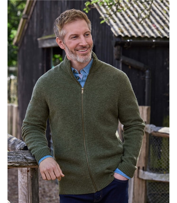 Mens Lambswool Lincoln Zipper Cardigan