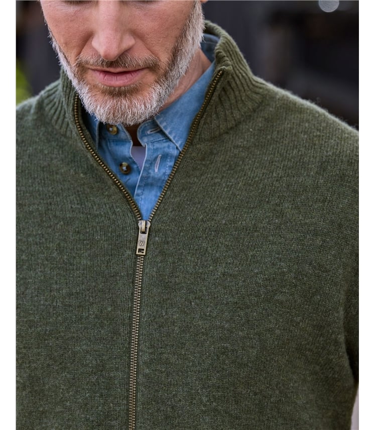 Mens Lambswool Lincoln Zipper Cardigan