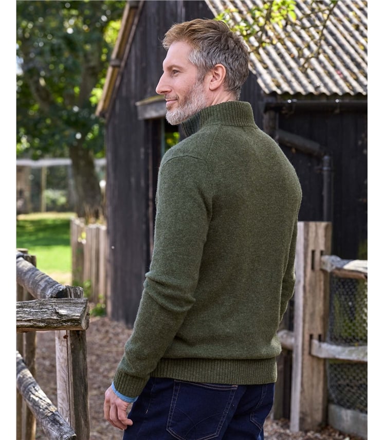 Mens Lambswool Lincoln Zipper Cardigan