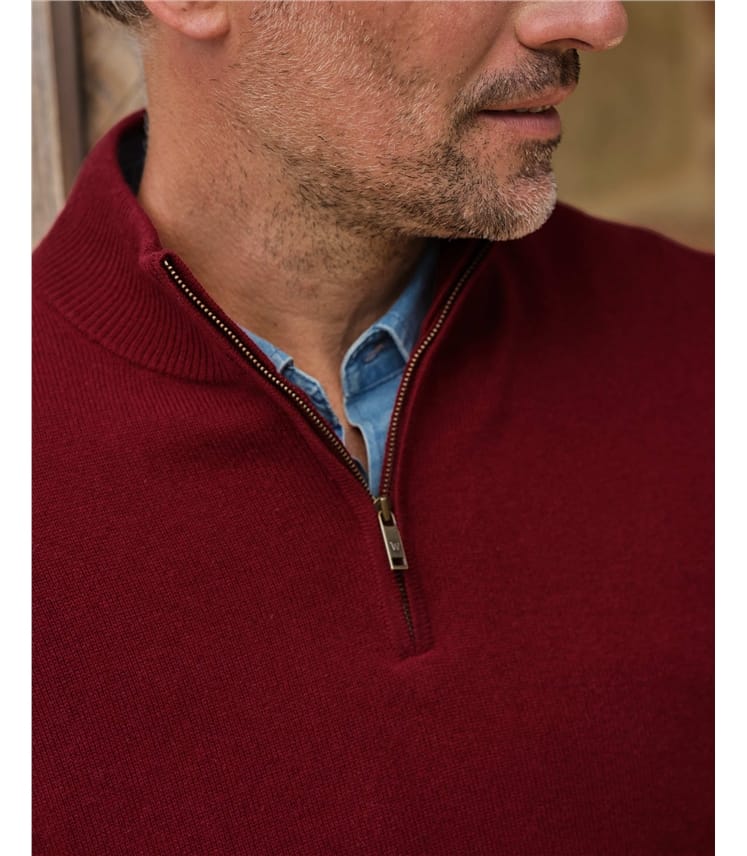 Cashmere and Merino Zip Neck Jumper