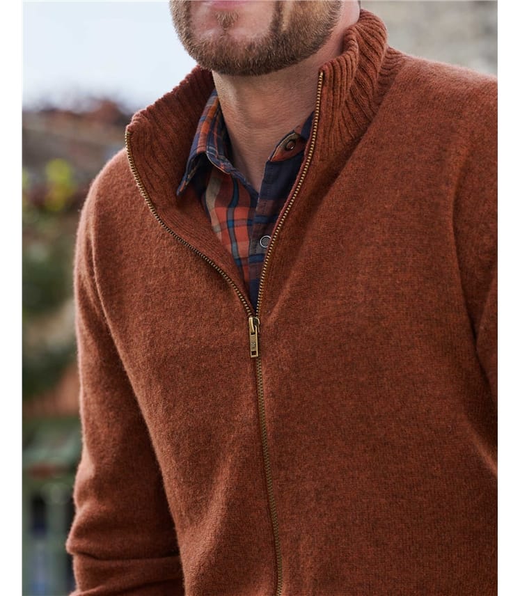 Mens Lambswool Lincoln Zipper Cardigan