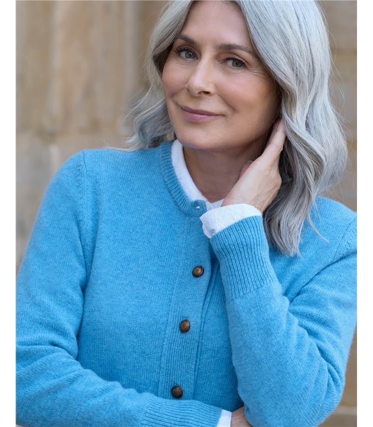 Lambswool Ladies Crew Neck Cardigan
