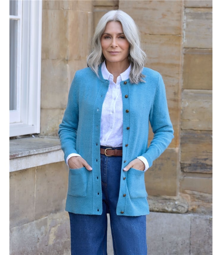 Lambswool Ladies Crew Neck Cardigan