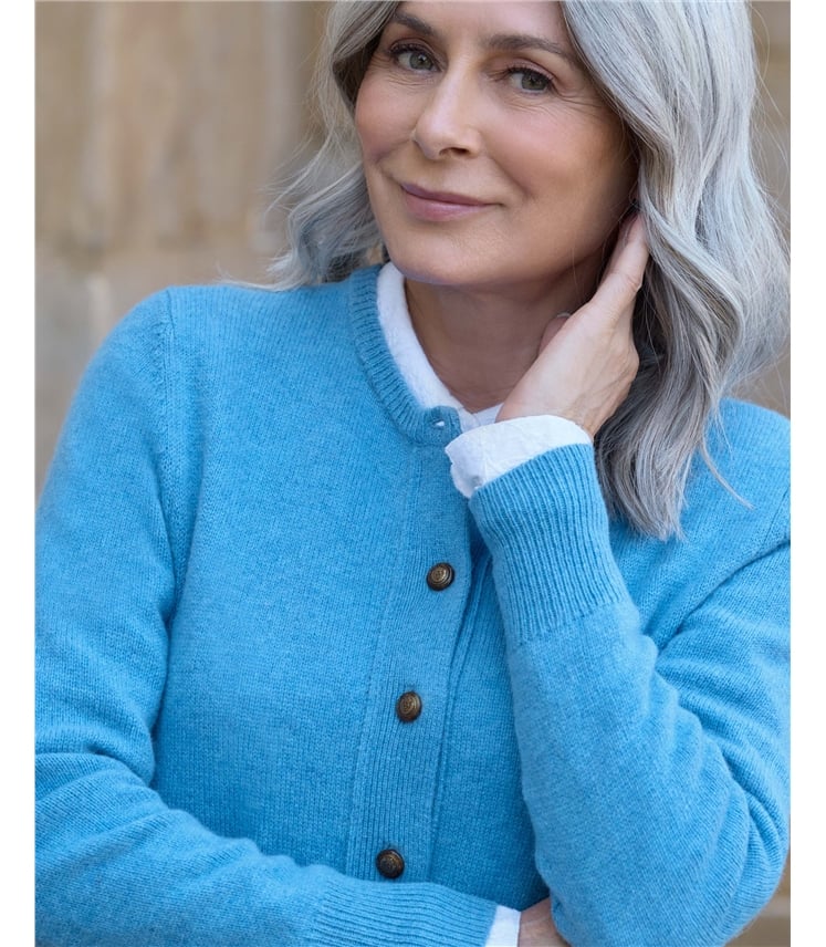 Lambswool Ladies Crew Neck Cardigan