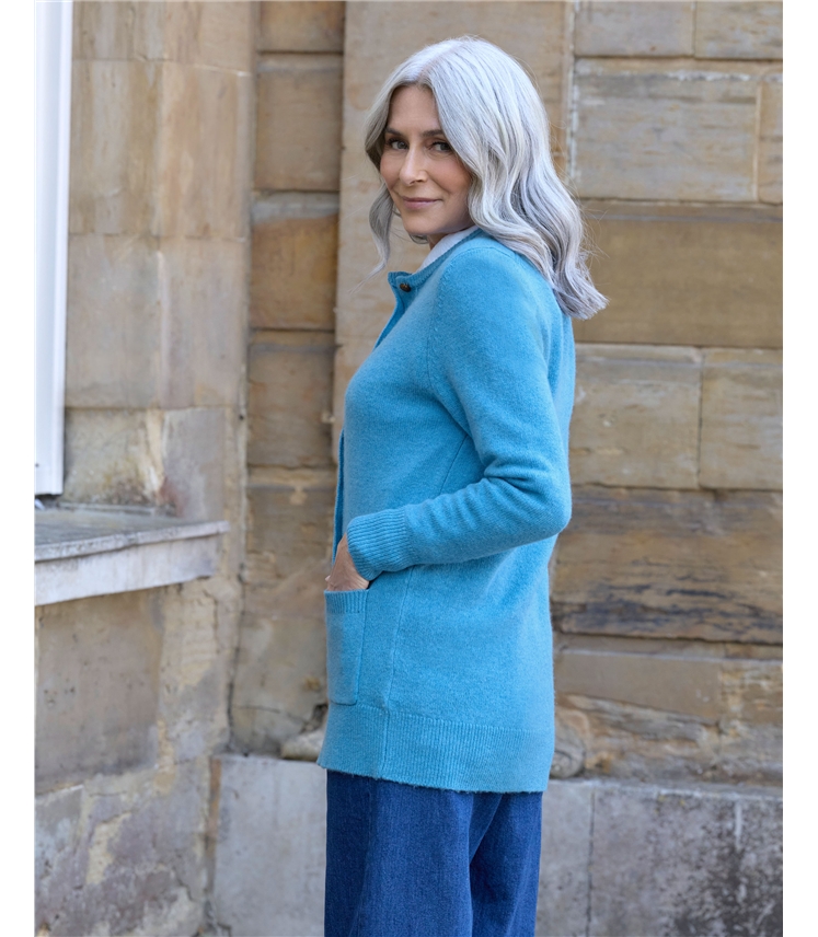Lambswool Ladies Crew Neck Cardigan