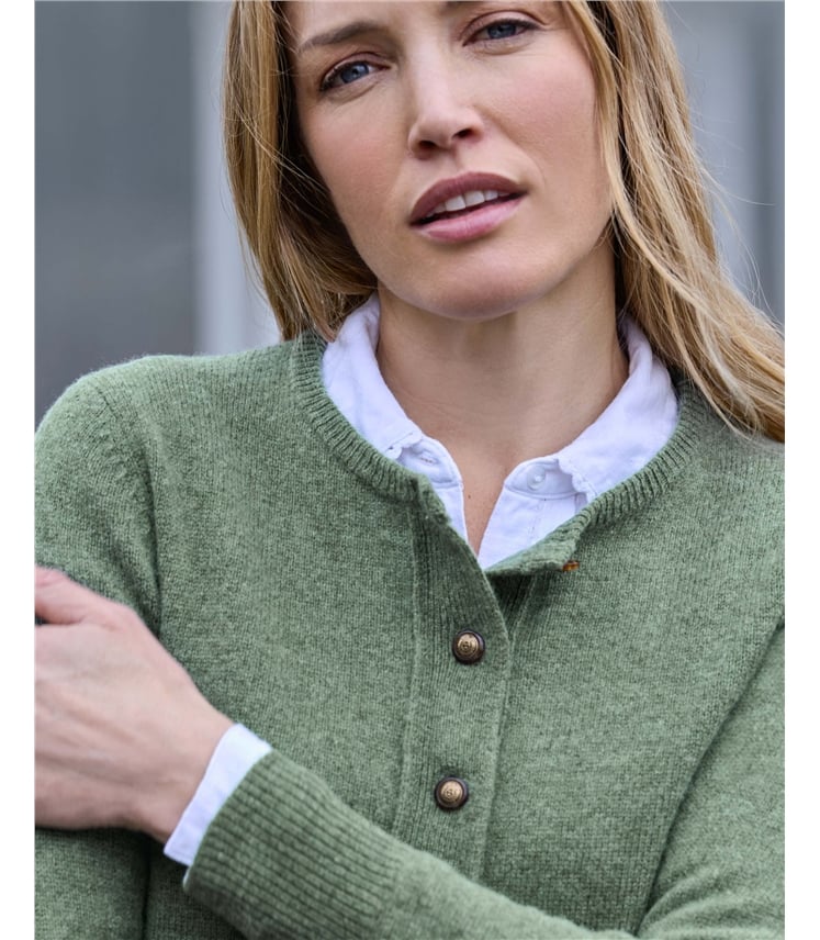 Lambswool Ladies Crew Neck Cardigan