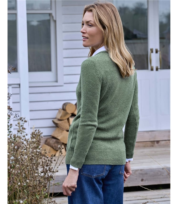 Lambswool Ladies Crew Neck Cardigan