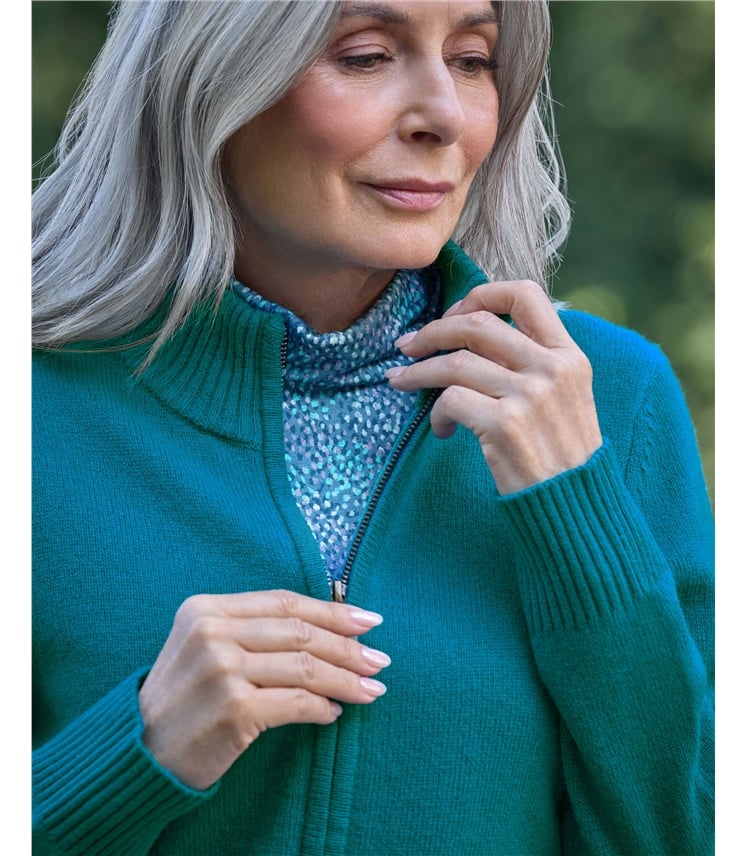 Lambswool Zip Thru Cardigan