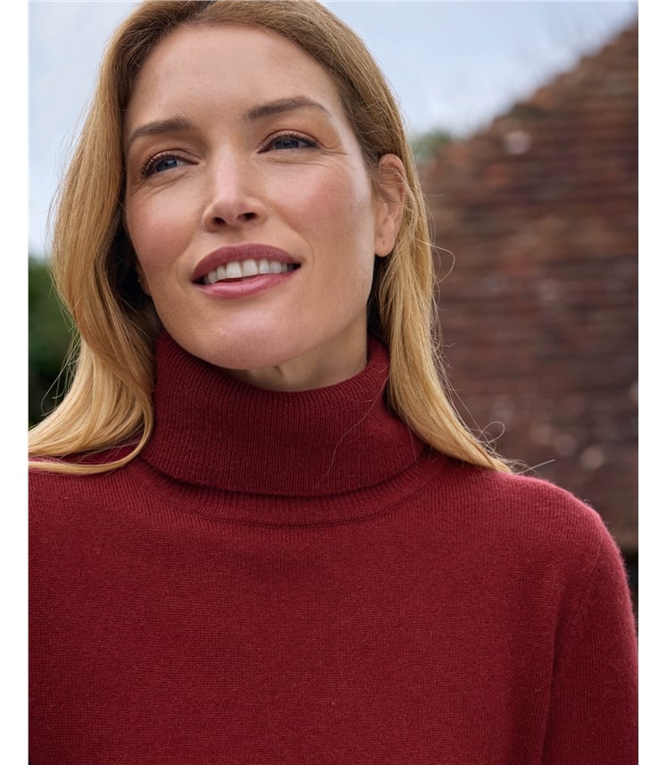 Cashmere and Merino Fitted Polo Neck Knitted Jumper