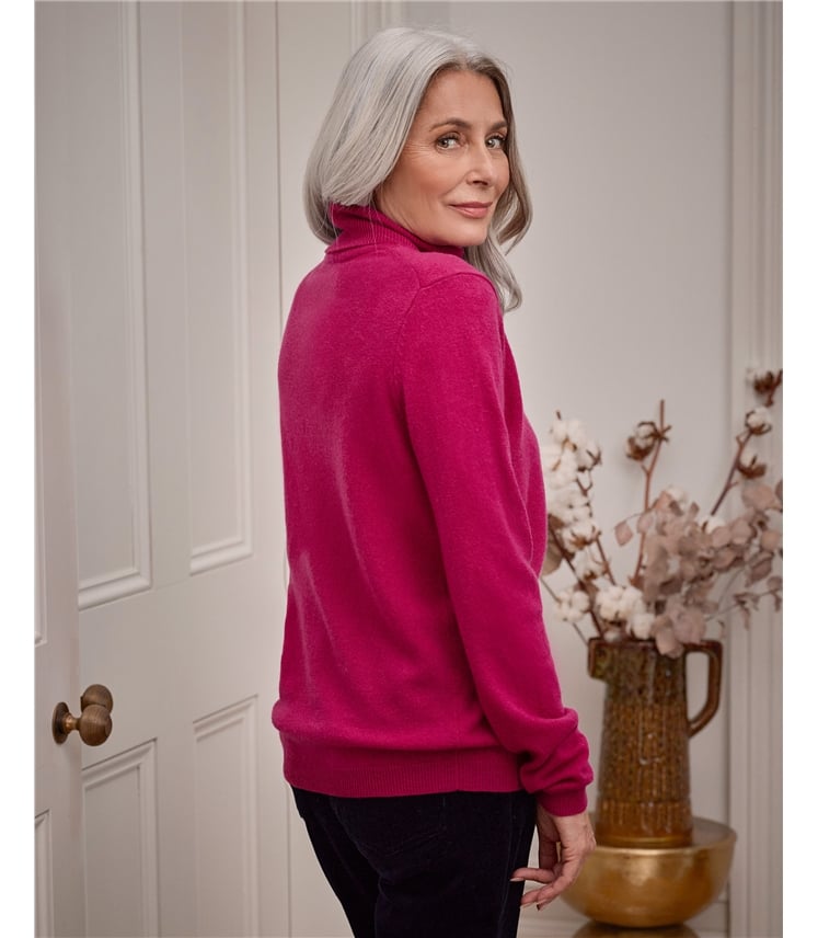 Cashmere and Merino Fitted Polo Neck Knitted Jumper