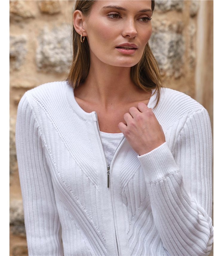 Cotton Rib Zip Cardigan