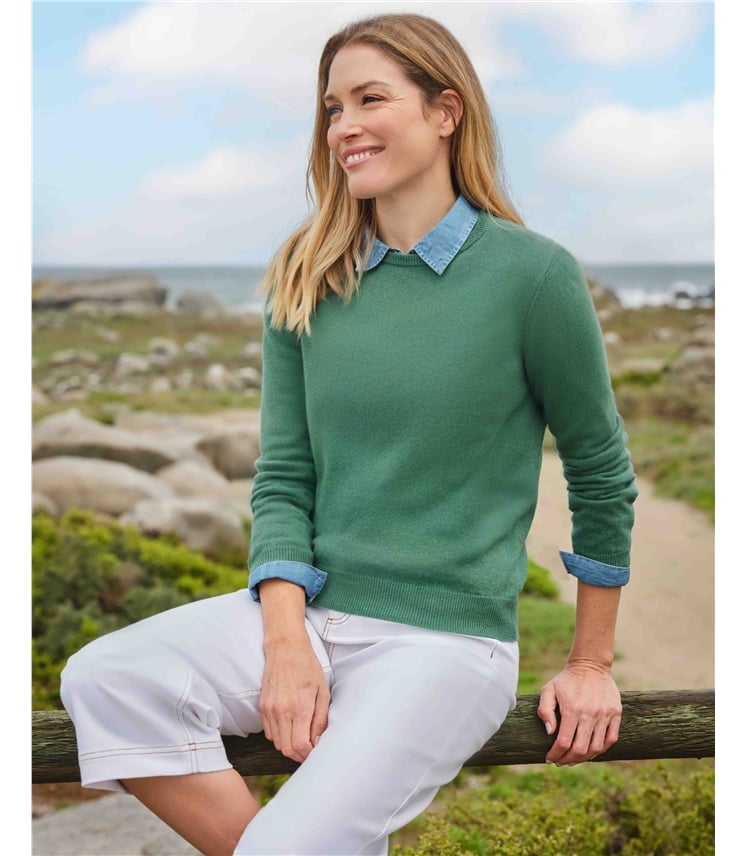 Cashmere and Merino Crew Neck Knitted Jumper