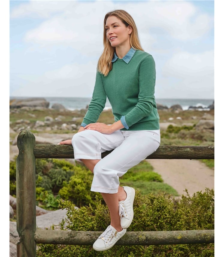 Cashmere and Merino Crew Neck Knitted Jumper