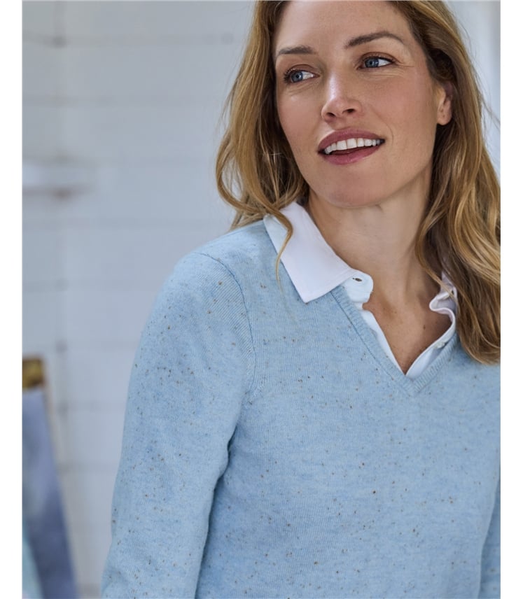 Pullover mit V-Ausschnitt aus Merinowolle und Kaschmir für Damen