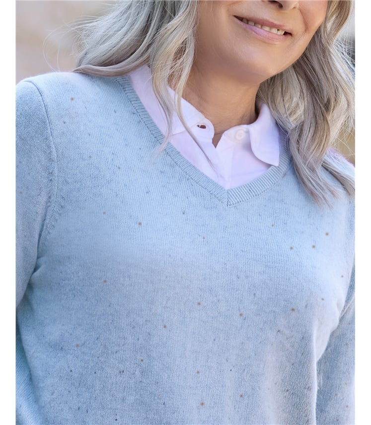 Cashmere & Merino V Neck Knitted Jumper